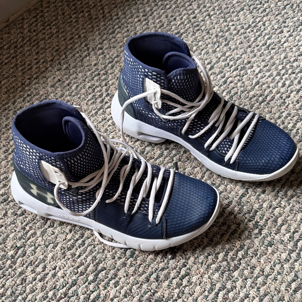Under Armour Navy and White High-Top Basketball Sneakers